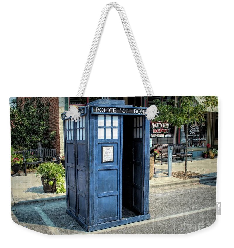 Great River Steampunk Festival Weekender Tote Bag featuring the photograph Steampunk Police Box by Luther Fine Art