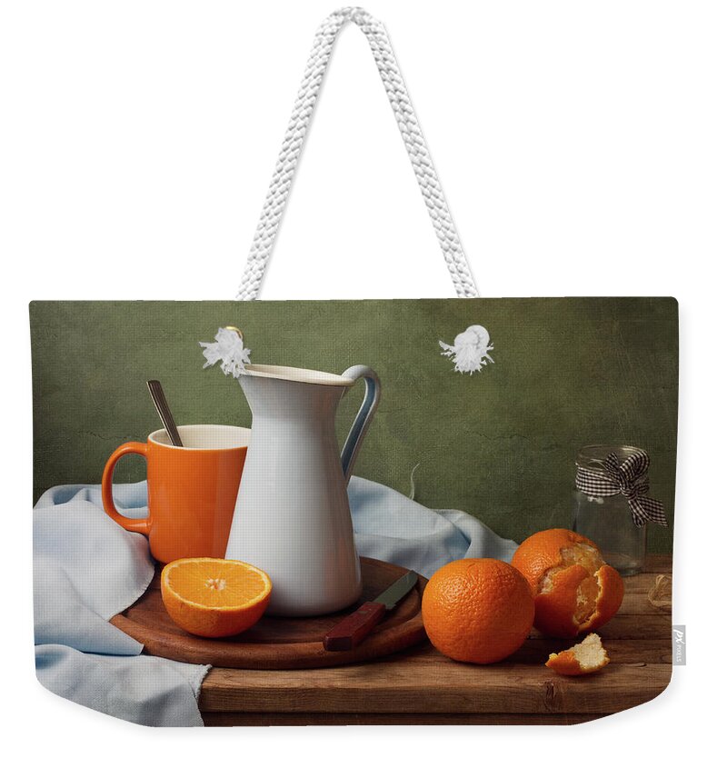 Spoon Weekender Tote Bag featuring the photograph Still Life With Tangerines by Copyright Anna Nemoy(xaomena)