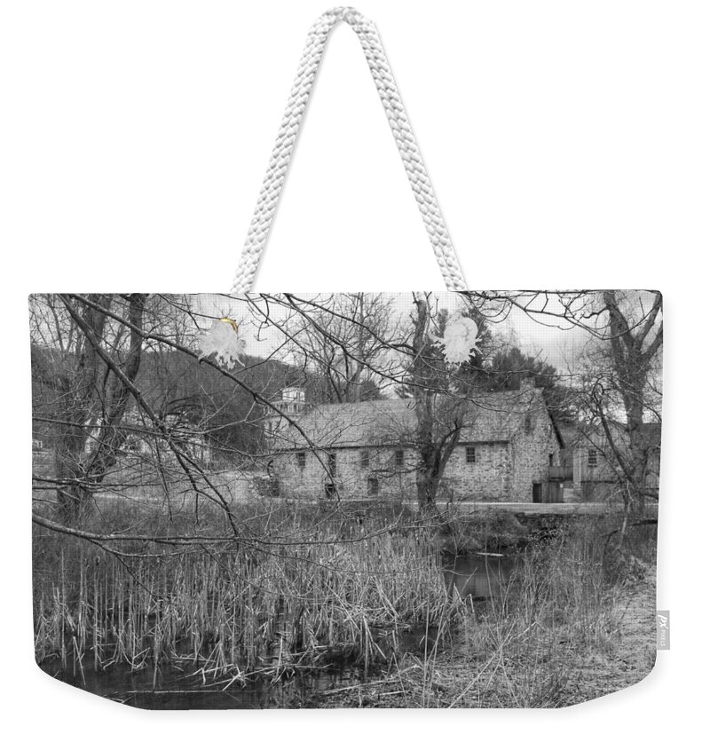 Waterloo Village Weekender Tote Bag featuring the photograph Stone and Reeds - Waterloo Village by Christopher Lotito
