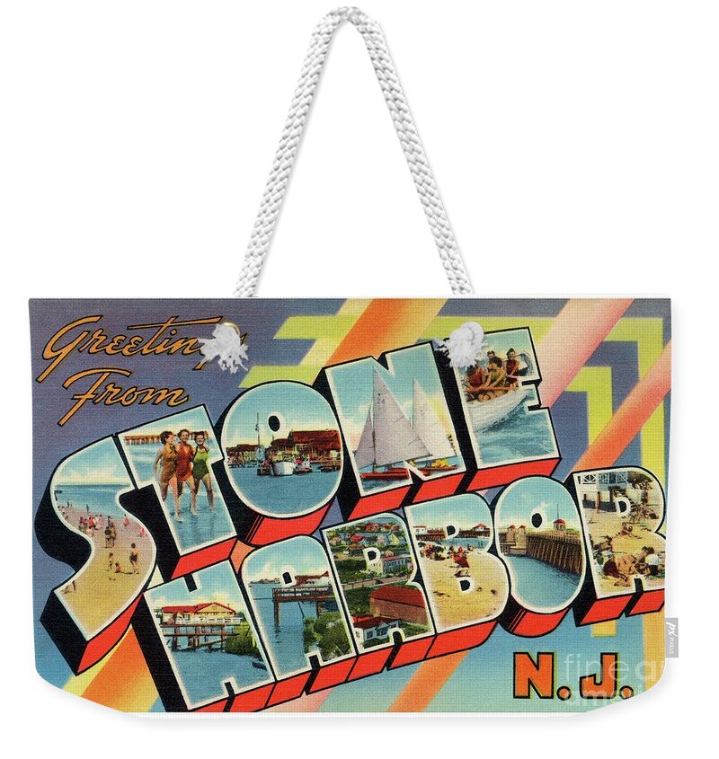 Stone Weekender Tote Bag featuring the photograph Stone Harbor Greetings by Mark Miller