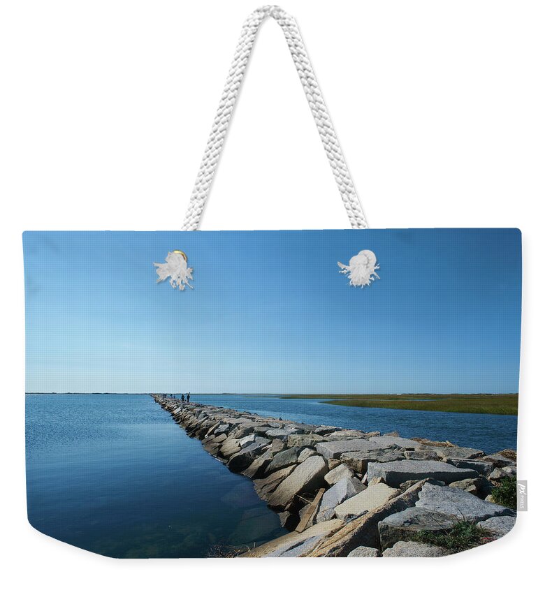 Tranquility Weekender Tote Bag featuring the photograph Stone Pier by © Bill Weston