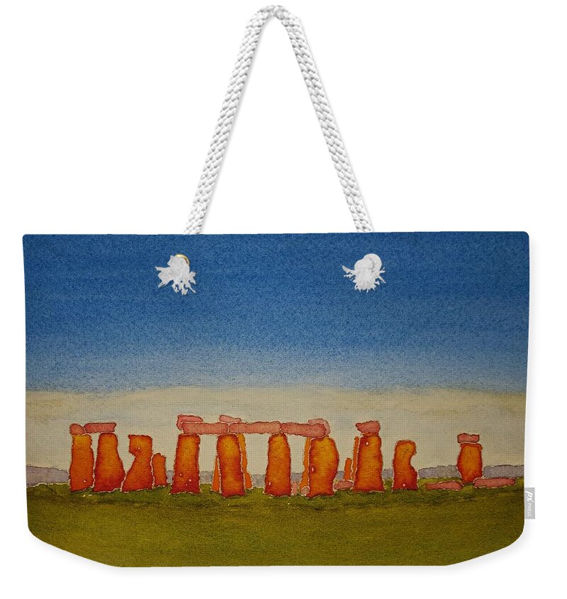 Watercolor Weekender Tote Bag featuring the painting Stones of Lore by John Klobucher