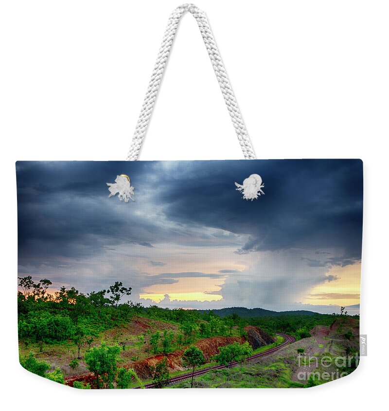 Train Track Weekender Tote Bag featuring the photograph Storm Rail by Douglas Barnard