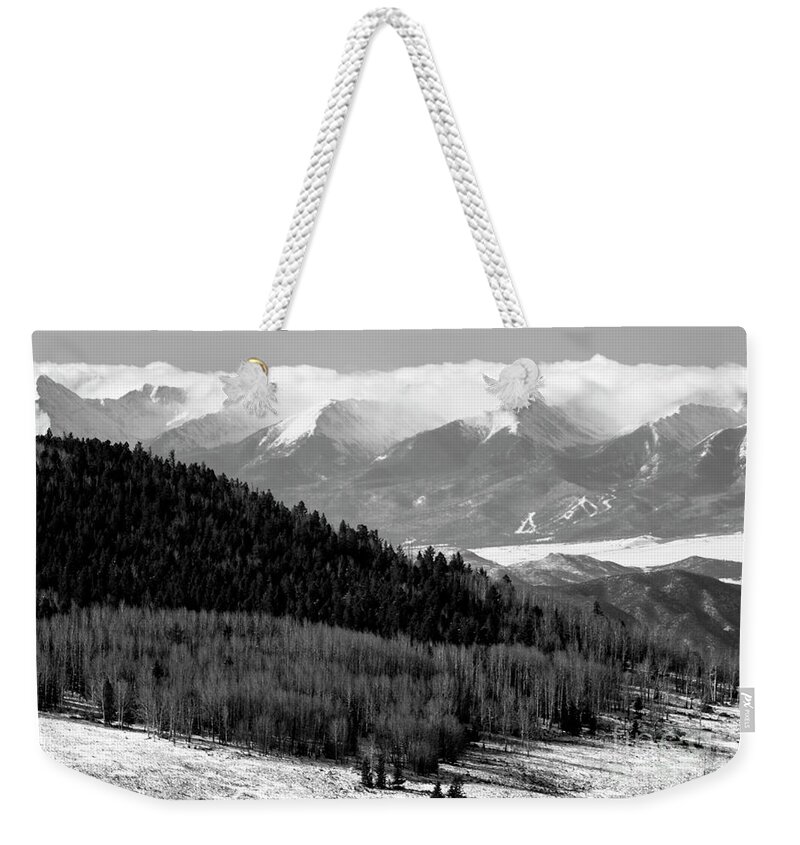 Sangre De Cristo Weekender Tote Bag featuring the photograph Stormy Clouds on Sangre de Cristo by Steven Krull