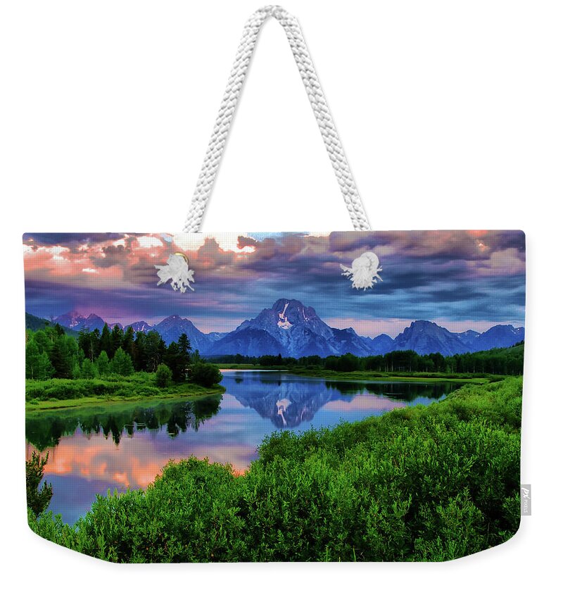 Scenics Weekender Tote Bag featuring the photograph Stormy Morning In Jackson Hole by Jeff R Clow