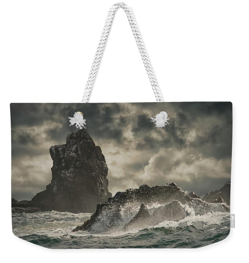 Sea Weekender Tote Bag featuring the photograph Stormy Sea by Wade Aiken