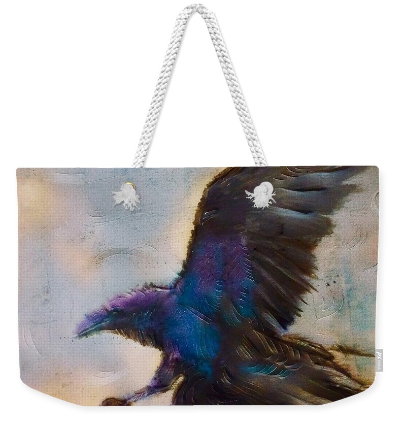 Ravens Weekender Tote Bag featuring the painting Study of Raven 2 by FeatherStone Studio Julie A Miller