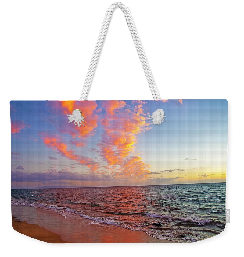 Sunset Weekender Tote Bag featuring the photograph Sugar Beach Sunset by Anthony Jones