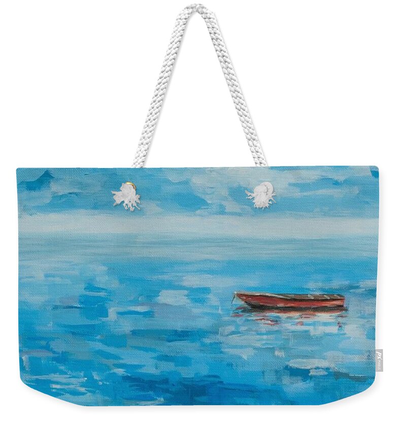 Boat Weekender Tote Bag featuring the painting Summer Float by Deborah Smith
