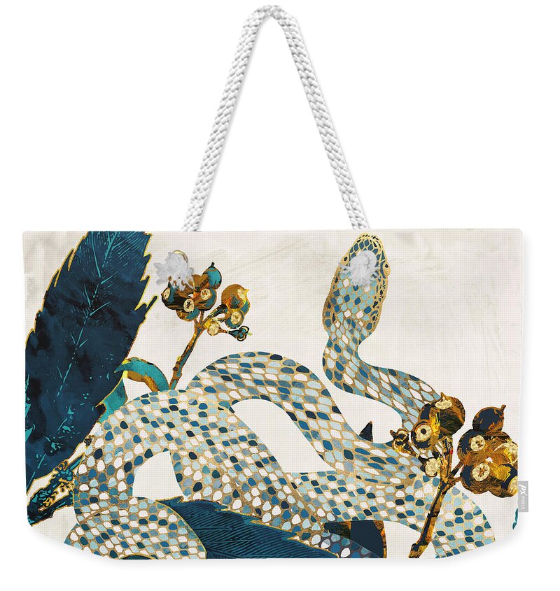 Summer Weekender Tote Bag featuring the digital art Summer Indigo Garden by Spacefrog Designs
