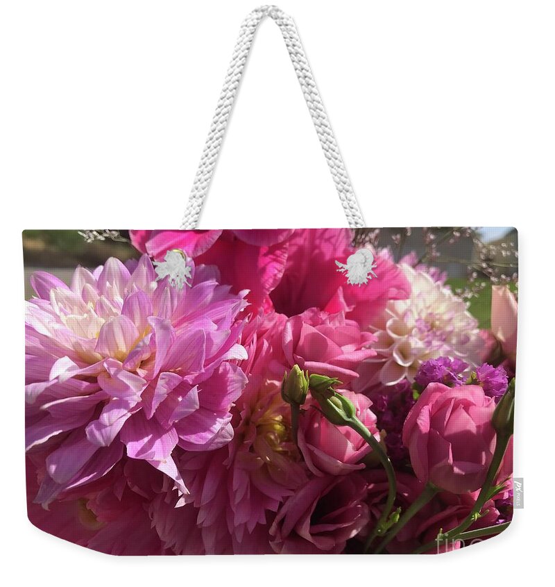 Summer Weekender Tote Bag featuring the photograph Summer Pink Bouquet by Carol Groenen