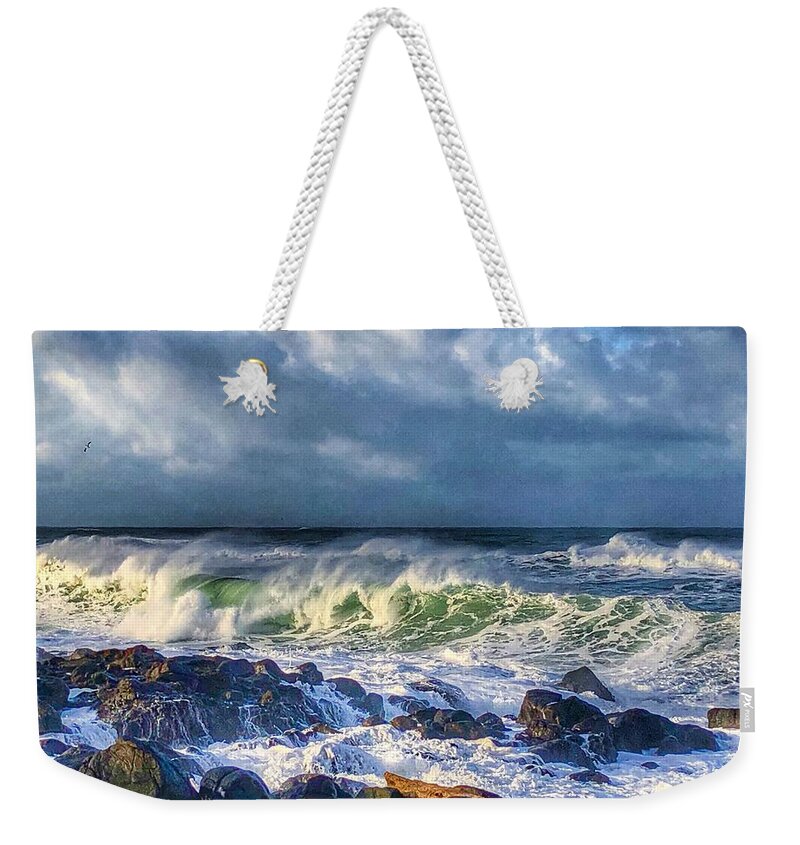 Winter Weekender Tote Bag featuring the photograph Sunbreak Waves by Jeanette French