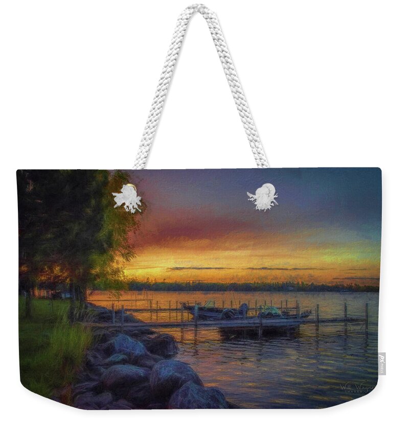 Lake Weekender Tote Bag featuring the photograph Sundown on the lake by Will Wagner