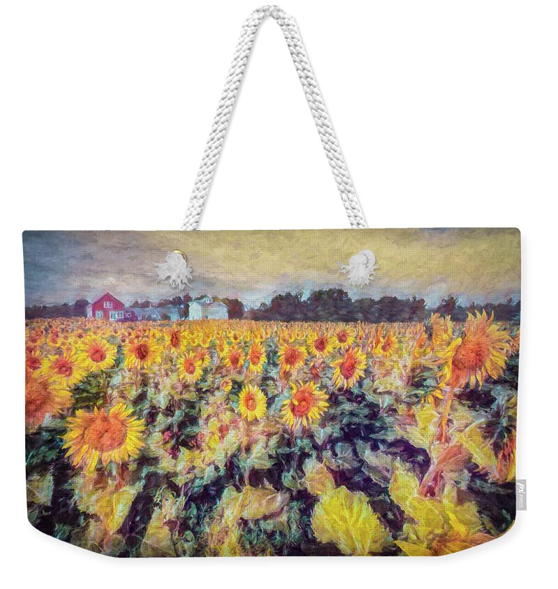 Sunflowers Weekender Tote Bag featuring the photograph Sunflowers Surround The Farm by Jeff Folger