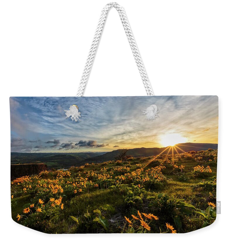 Sunrise In The Gorge Weekender Tote Bag featuring the photograph Sunrise in the Gorge by Wes and Dotty Weber