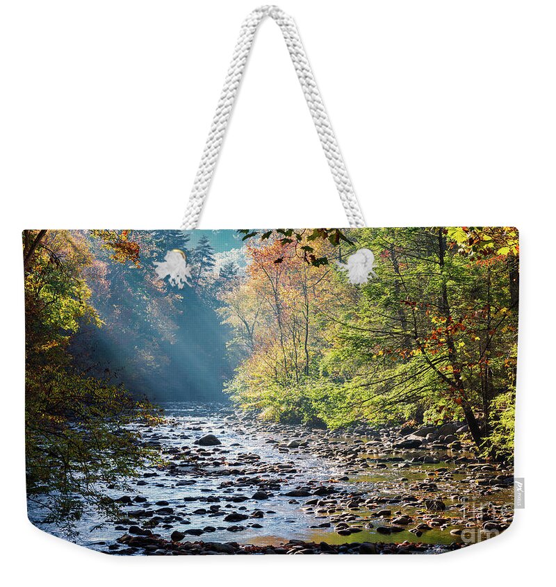 Smokey Mountains Weekender Tote Bag featuring the photograph Sunrise In The Heart Of The Smokey Mountains by Doug Sturgess
