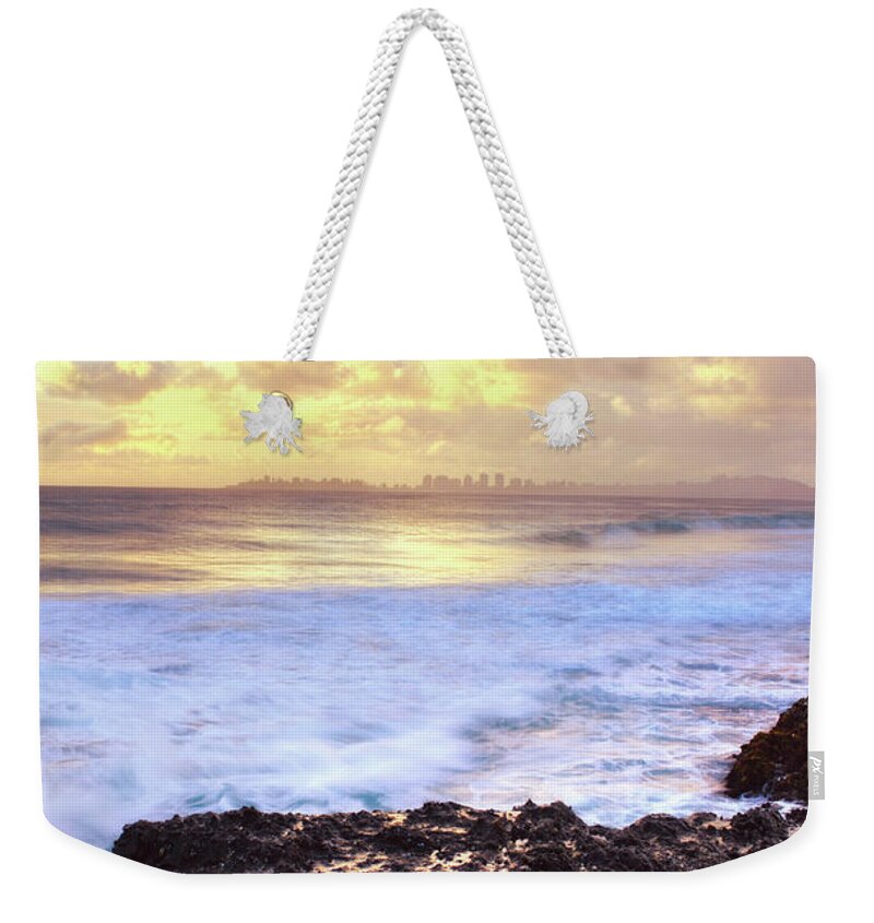 Scenics Weekender Tote Bag featuring the photograph Sunrise Over Coolangatta by Nancy Branston