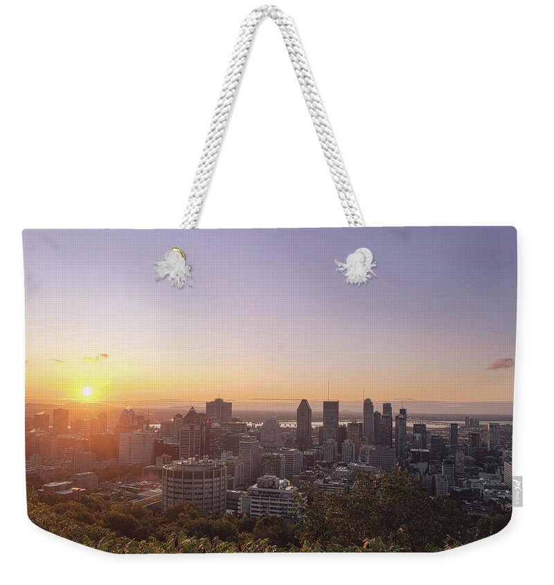 Montreal Weekender Tote Bag featuring the photograph Sunrise over Montreal by Nicole Lloyd