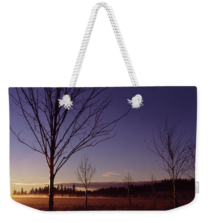 Tranquility Weekender Tote Bag featuring the photograph Sunrise Over Wax Orchard Farm, Vashon by Aaron Mccoy