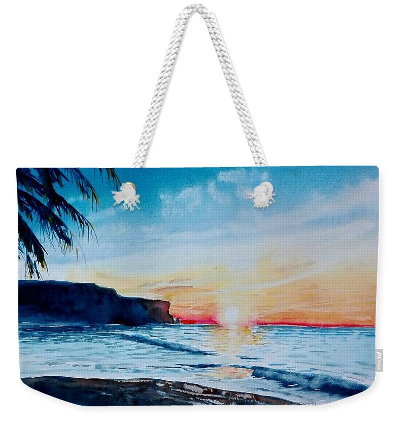Sunrise Weekender Tote Bag featuring the painting Sunrise by Sandie Croft