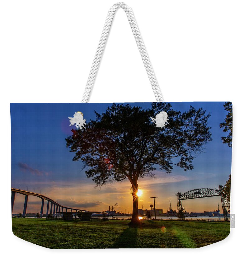 Sunset Weekender Tote Bag featuring the photograph Sunset at Elizabeth River Park by Amy Jackson