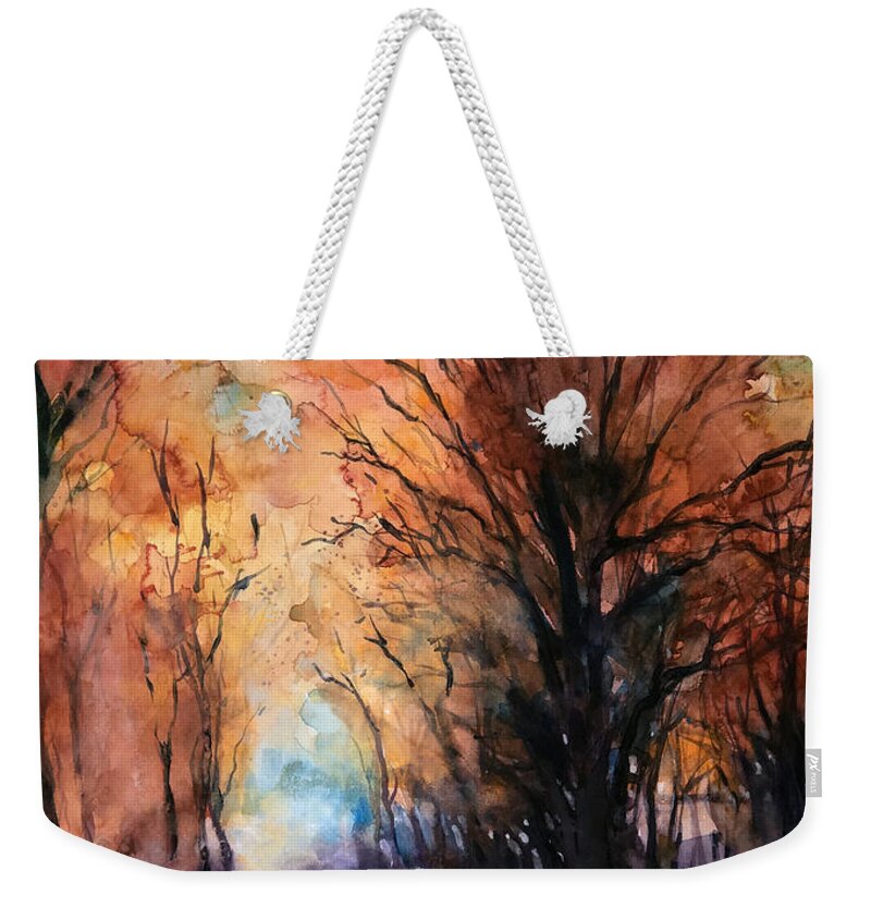 Woods Weekender Tote Bag featuring the painting Sunset boulevard by Alessandro Andreuccetti