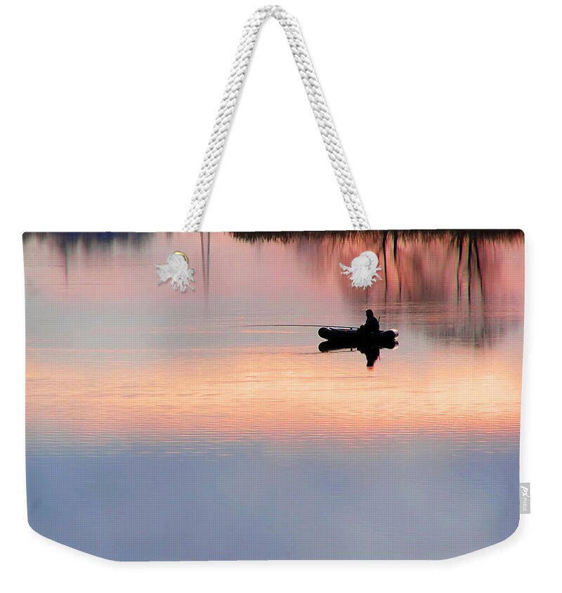 Scenics Weekender Tote Bag featuring the photograph Sunset Fishing by Cimmerian