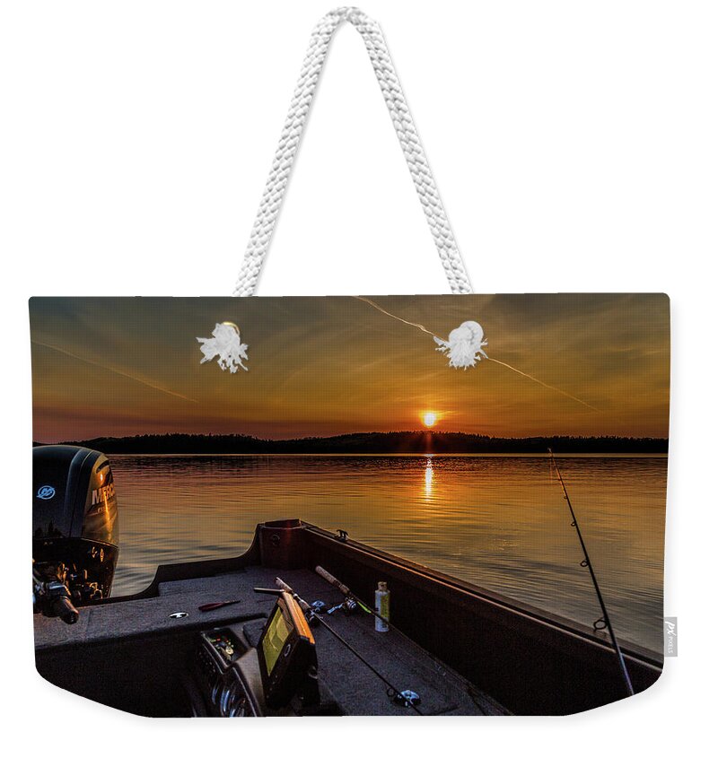 Sunset Fishing Dog Lake Weekender Tote Bag featuring the photograph Sunset fishing Dog Lake by Joe Holley