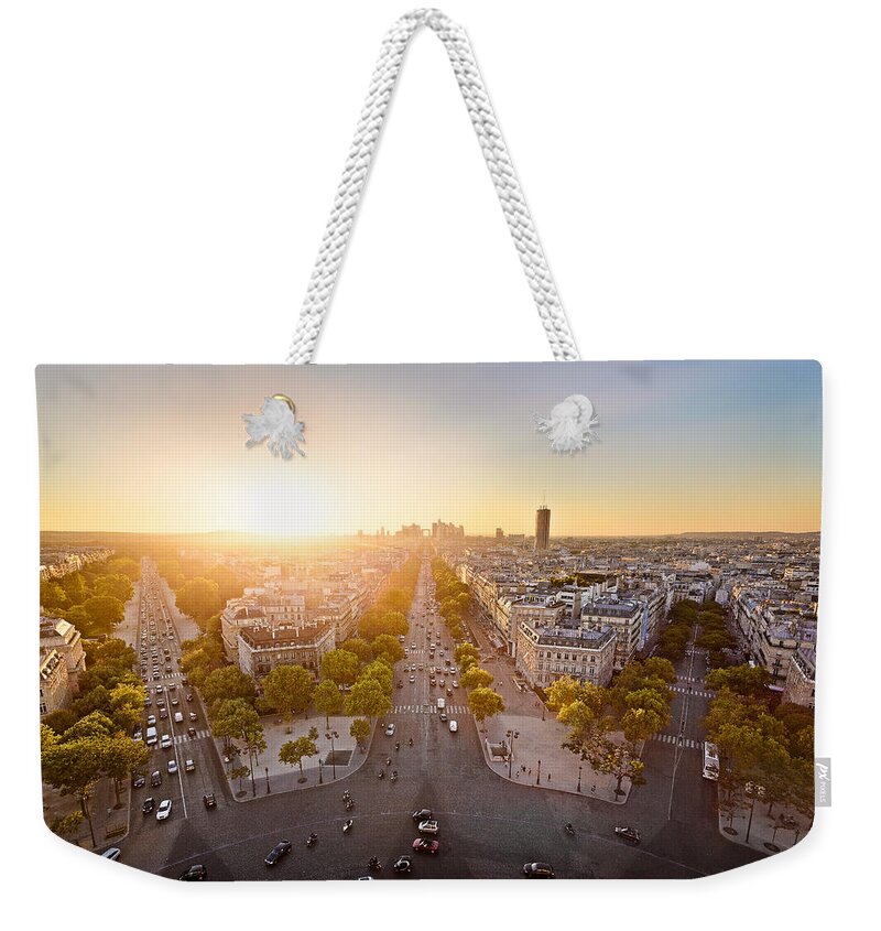 Clear Sky Weekender Tote Bag featuring the photograph Sunset From The Arc De Triomphe by Cebb Photographies