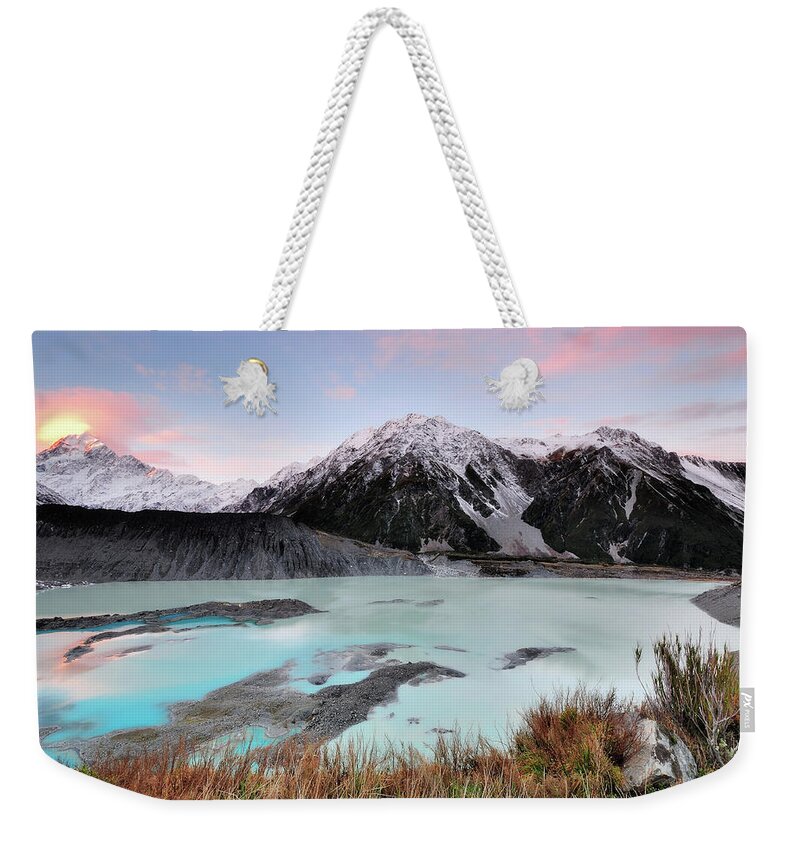 Tranquility Weekender Tote Bag featuring the photograph Sunset In Aorakimount Cook National Park by Nora Carol Photography