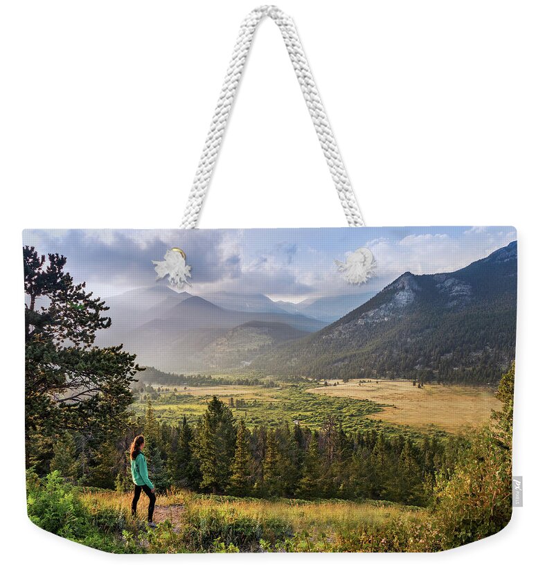Horseshoe Park Weekender Tote Bag featuring the photograph Sunset in the Rockies by James Woody