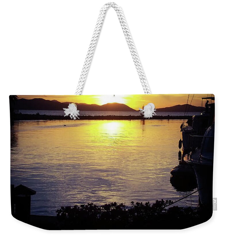 Ocean Weekender Tote Bag featuring the photograph Sunset on the Ocean by Elizabeth M