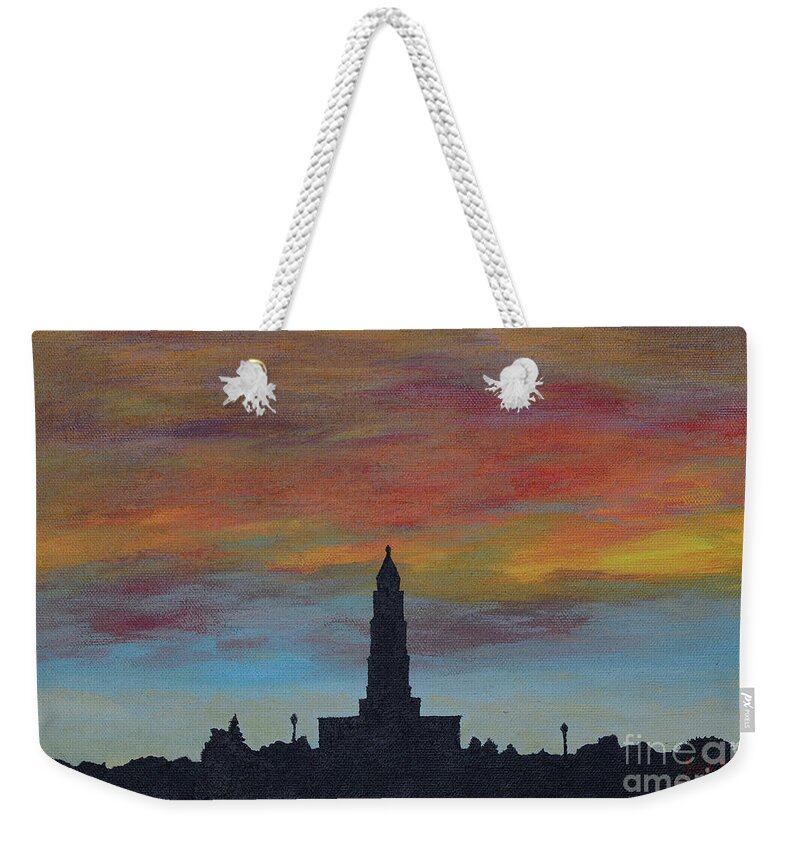 Silhouette Weekender Tote Bag featuring the painting Sunset Over Alexandria by Aicy Karbstein