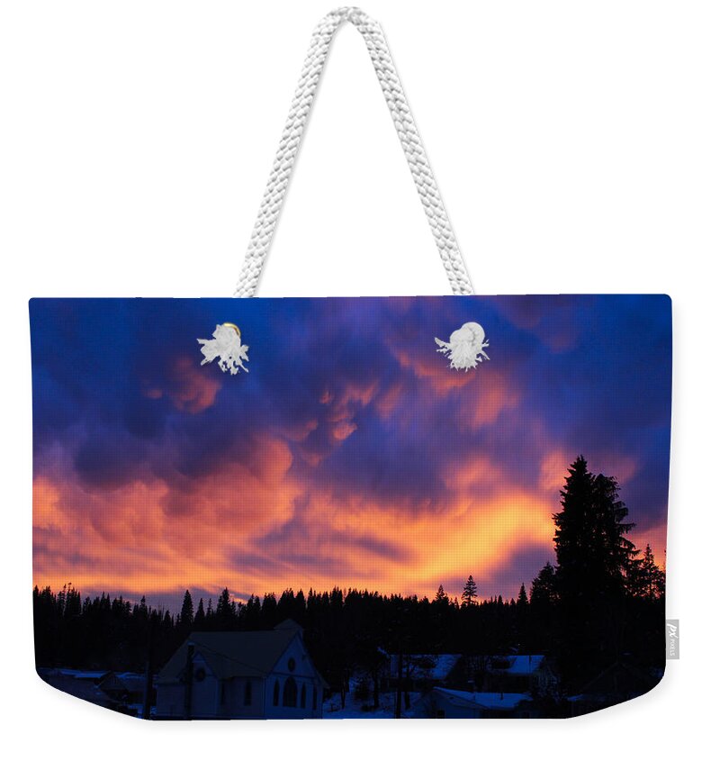 Sunset Weekender Tote Bag featuring the photograph Sunset over Elk River Idaho by Jean Evans