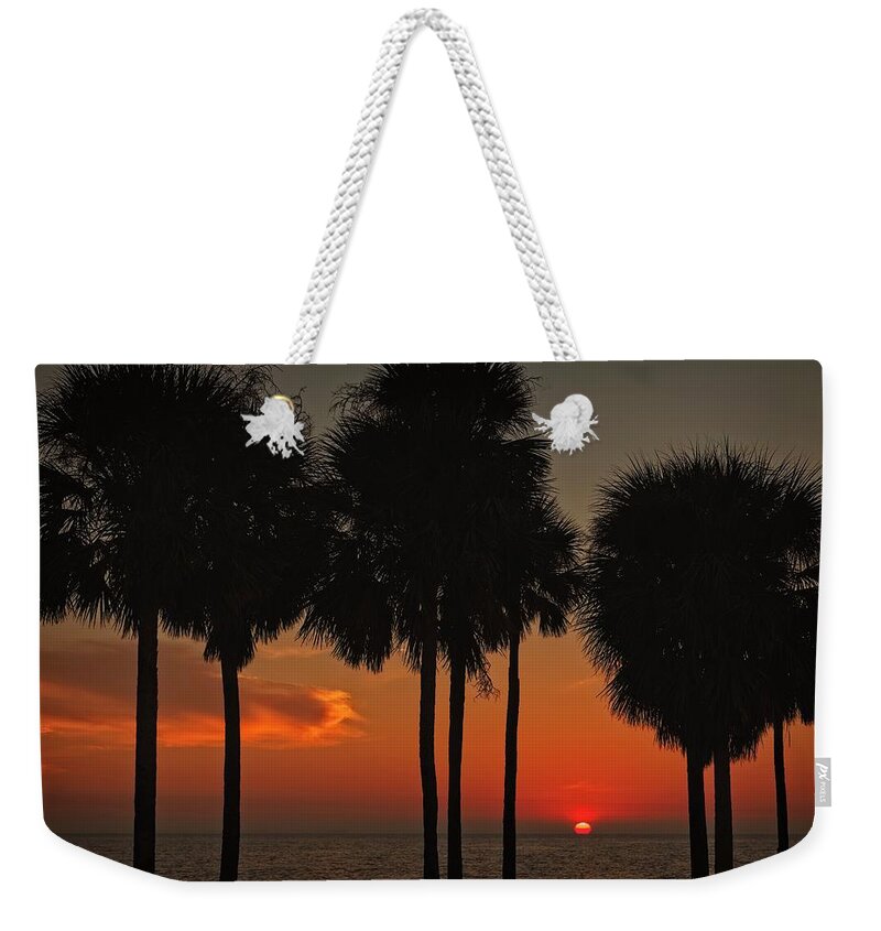 Sunset Weekender Tote Bag featuring the photograph Sunset over the Gulf by Ronald Lutz