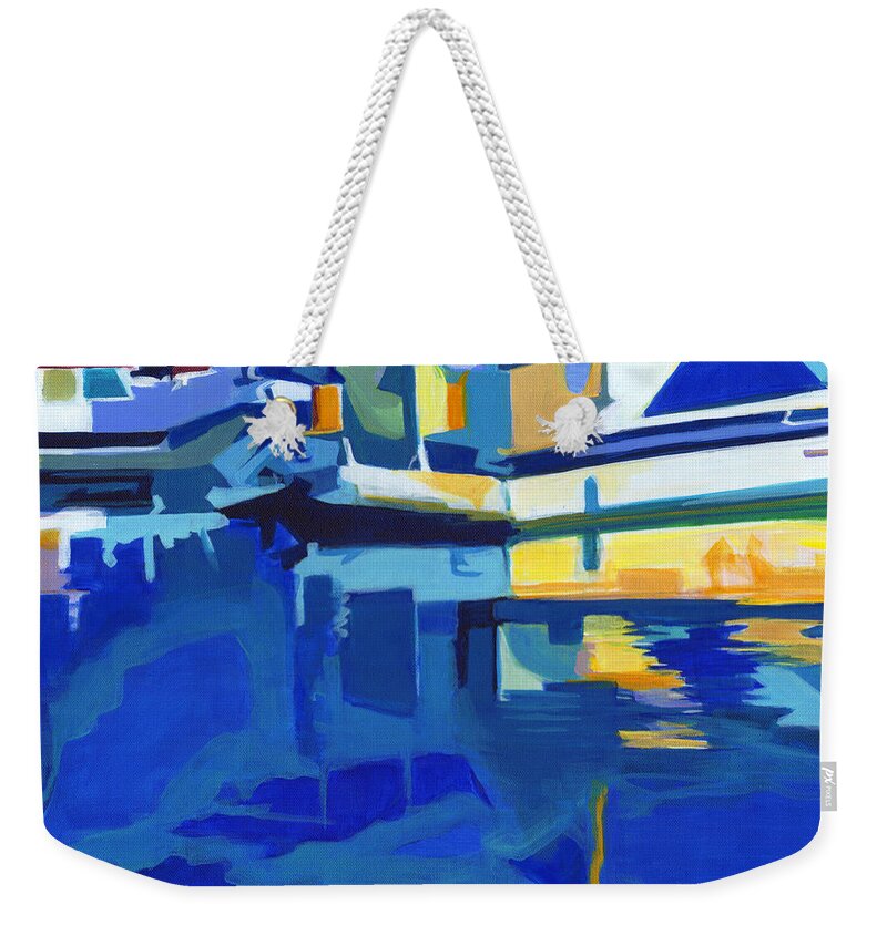 Seascape Weekender Tote Bag featuring the painting Sunshine Blues by Tanya Filichkin
