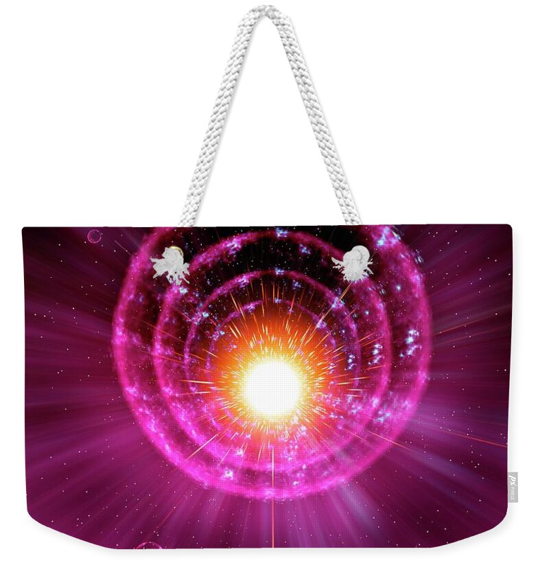 Majestic Weekender Tote Bag featuring the digital art Supernova Explosion by Mehau Kulyk/spl