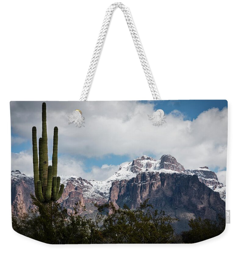 Arizona Weekender Tote Bag featuring the photograph Superstition Snow Day by Saija Lehtonen