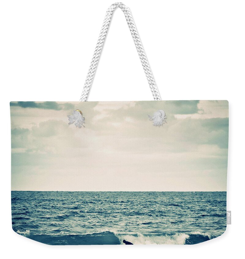People Weekender Tote Bag featuring the photograph Surfer In Action by Peeterv