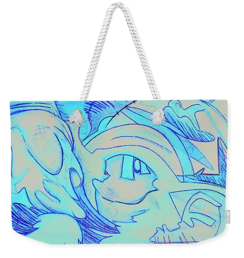  Weekender Tote Bag featuring the painting Surfing The Sun Dial 2 by Judy Henninger