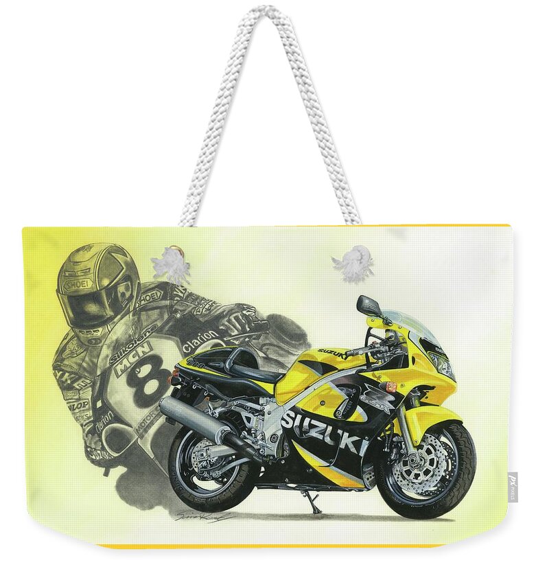 Art Weekender Tote Bag featuring the painting Suzuki GSX-R600 by Simon Read