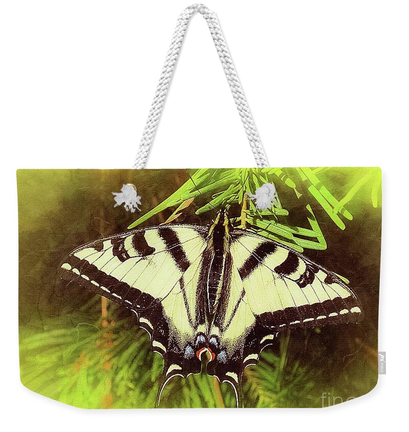 Mona Stut Weekender Tote Bag featuring the digital art Tiger Swallow Tail Papilio Natural Habitat by Mona Stut