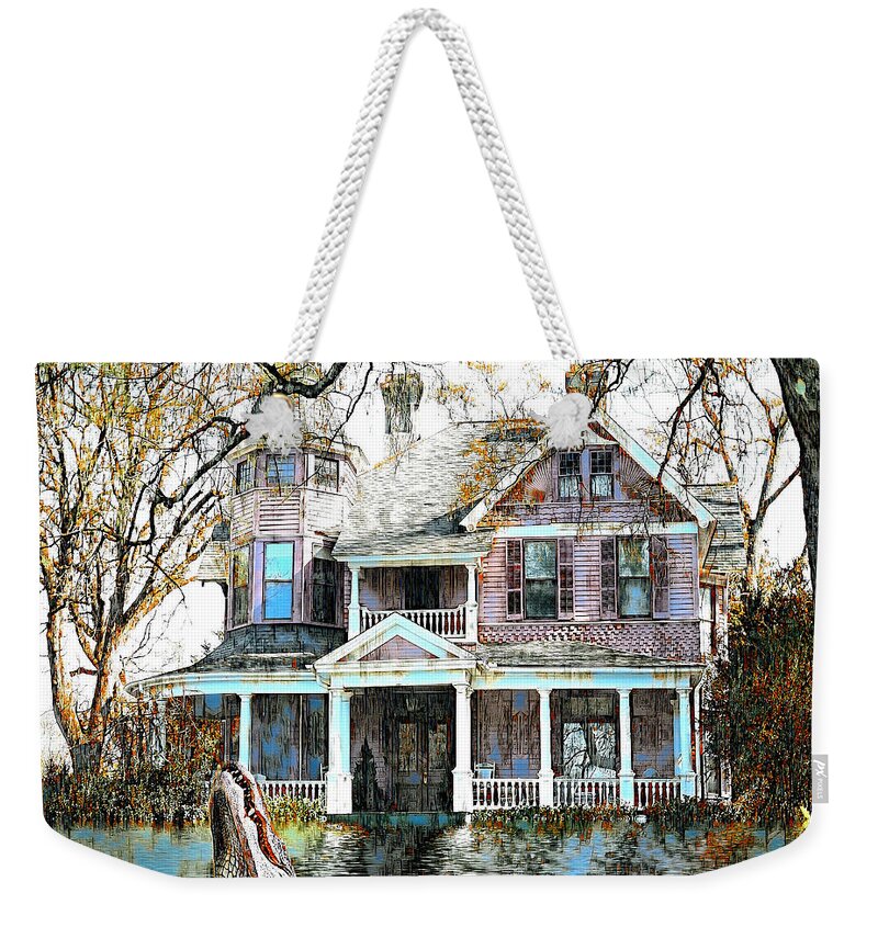 House On The Water Weekender Tote Bag featuring the digital art Swamp House by Pennie McCracken