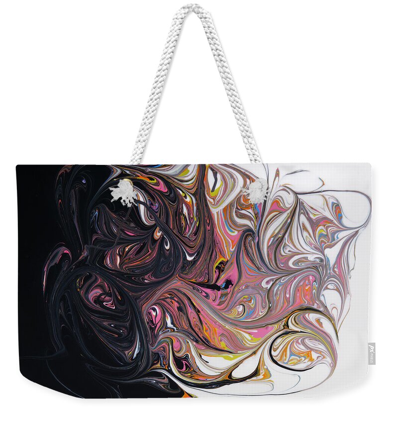 White Background Weekender Tote Bag featuring the photograph Swirling Paint, Dark To Light by Paul Taylor