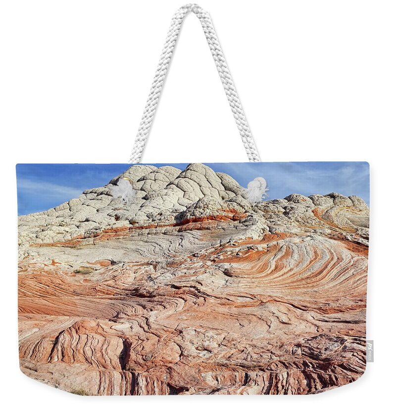 White Pocket Weekender Tote Bag featuring the photograph Swirls and Waves by Theo O'Connor