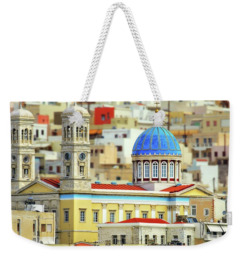 Mediterranean Europe Weekender Tote Bag featuring the photograph Syros, Agios Nikolaos Church by Patricia Fenn Gallery