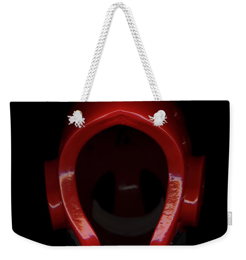 Sports Helmet Weekender Tote Bag featuring the photograph Tae Kwon Do Helmet, On Black Background by Siri Stafford