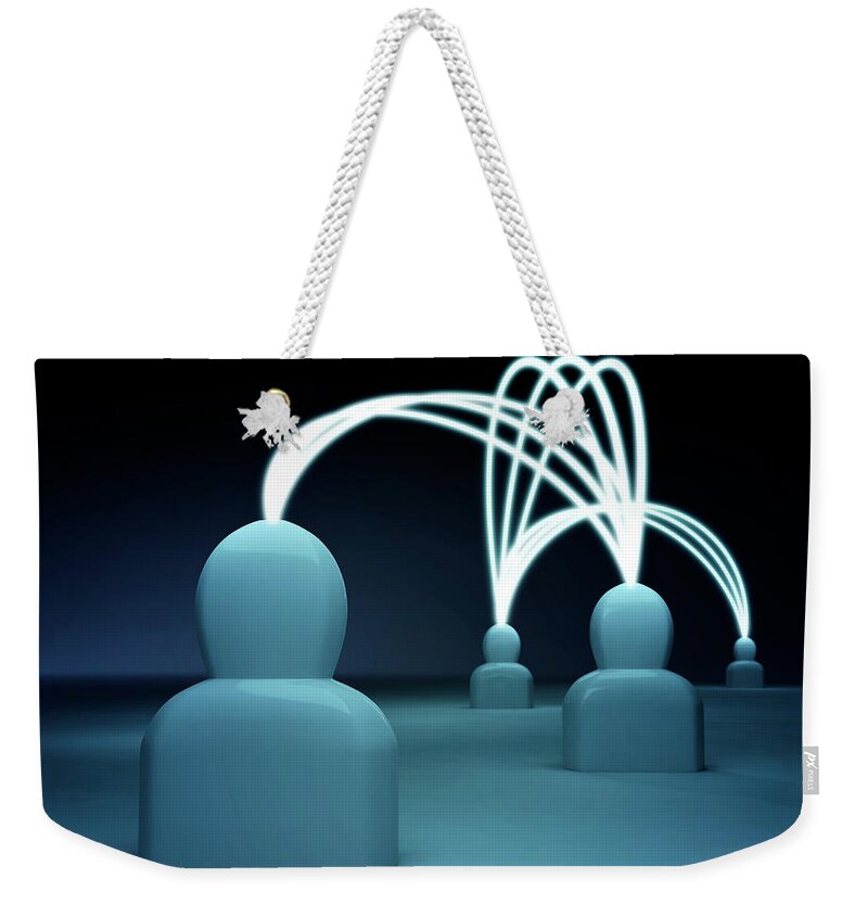 Internet Weekender Tote Bag featuring the digital art Talking Heads - Blue3 by Mmdi