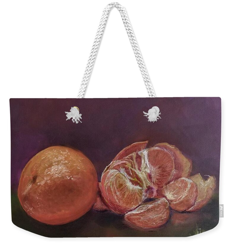 Tangerines Weekender Tote Bag featuring the pastel Tangerines by Alika Kumar