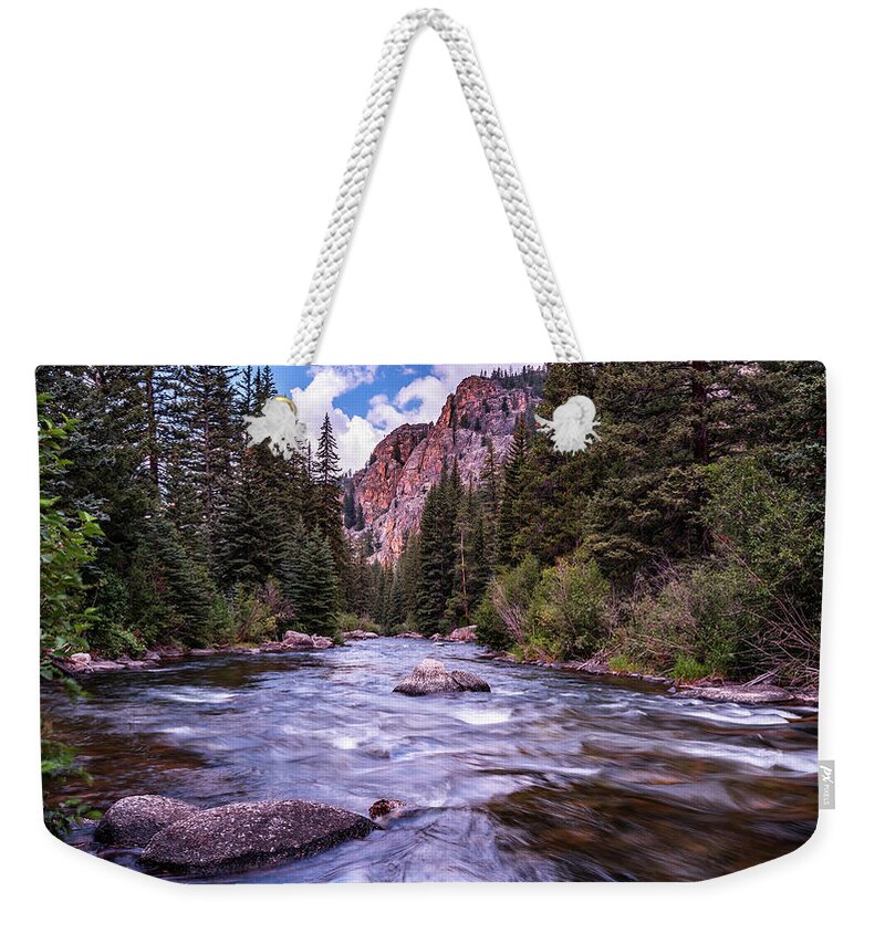 Almont Weekender Tote Bag featuring the photograph Taylor River by Brenda Jacobs